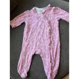 Little Me pink Ruffle Footie Bamboo 3m